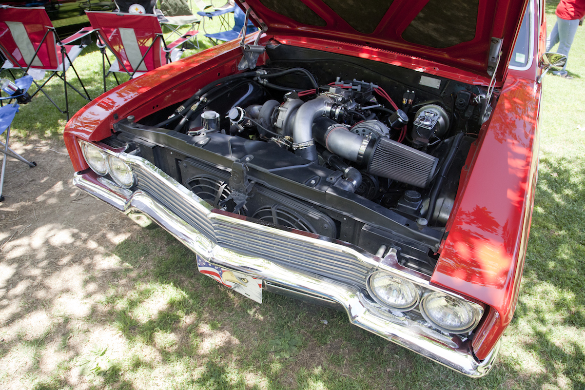 How’s that for sleeper? The big-turbo V6 even hides under the stock hood! Thanks to a host of internal mods and a bigger turbo, the Skylark has run 11.01 in 100-degree temps.
